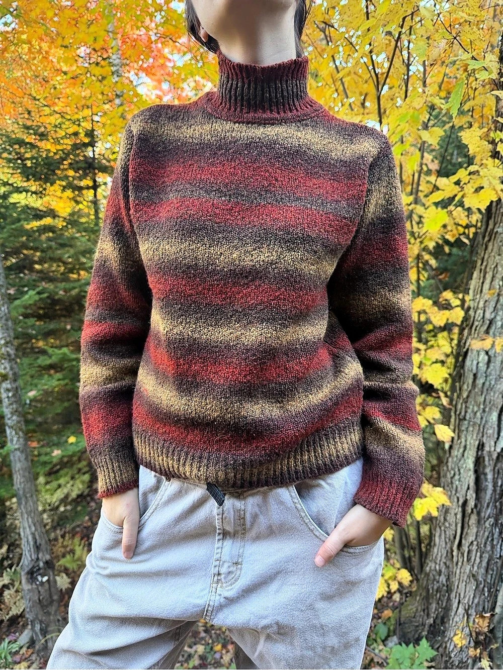 Vintage 90'S Jessica Sport Striped Mock Neck Sweater wool blend  - Size L
